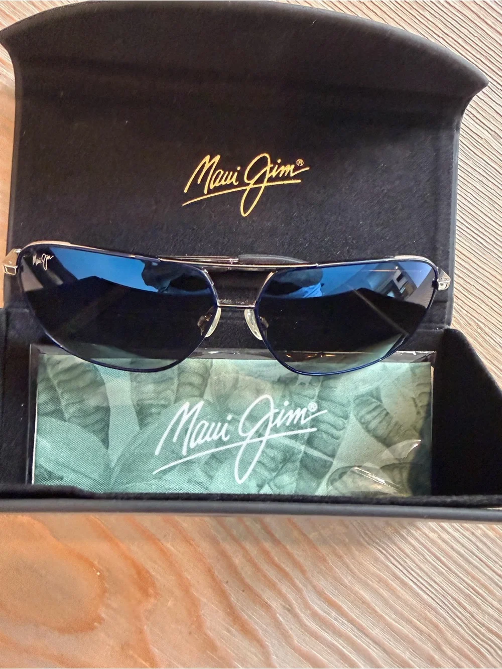Maui Jim Aviator Sunglasses with Blue Gradient Lenses
